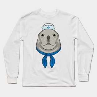 Seal as Sailor with Sailor hat Long Sleeve T-Shirt